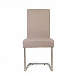 2 Freischwinger Stühle In Beige - Nandora (2er Set) 4 2 Freischwinger Stühle In Beige - Nandora (2er Set) -Malott-Shop 2 freischwinger stuehle in beige kunstleder edelstahl nandora 02