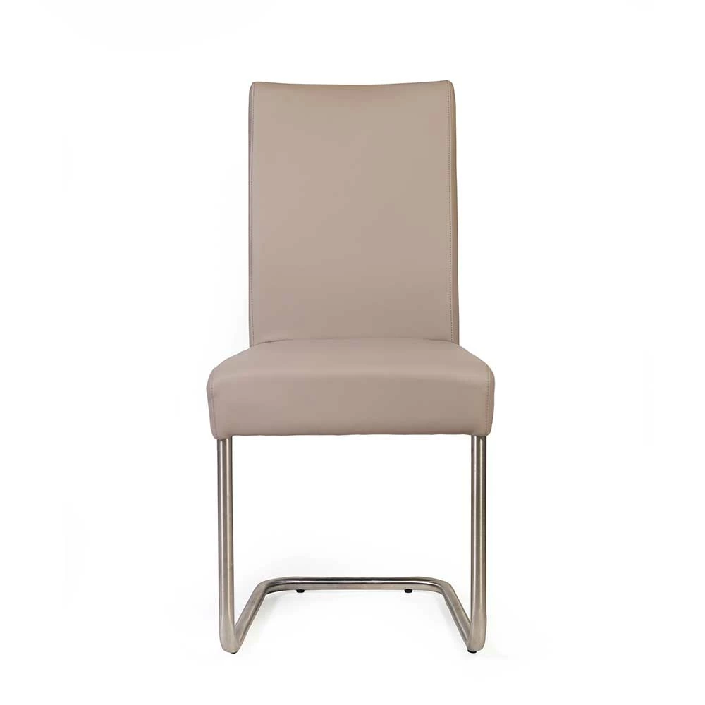 2 Freischwinger Stühle in Beige - Nandora (2er Set) 2 Freischwinger Stühle In Beige - Nandora (2er Set) -Malott-Shop 2 freischwinger stuehle in beige kunstleder edelstahl nandora 02