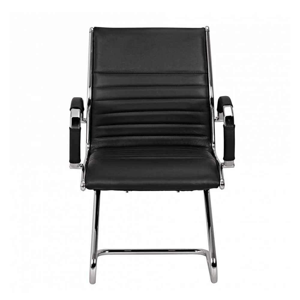 Armlehnen Freischwinger Aus Schwarzem Leder - Elira - Image 3