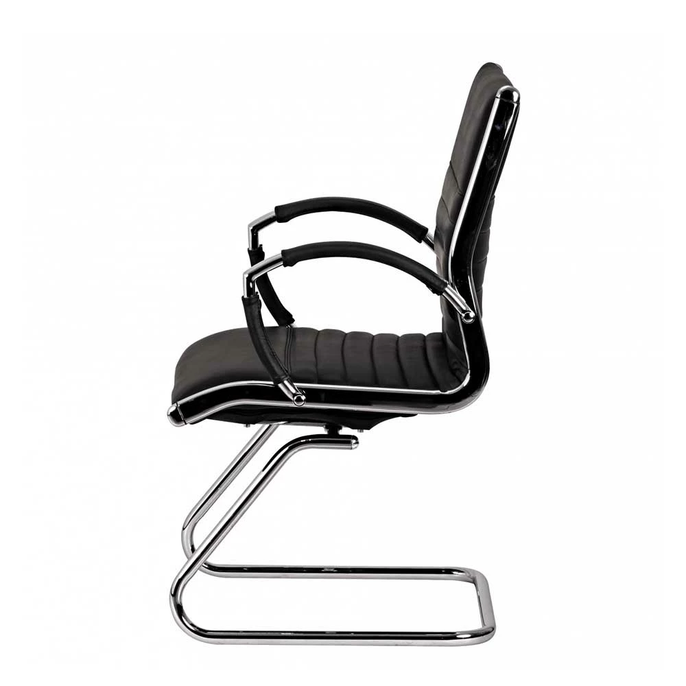 Armlehnen Freischwinger Aus Schwarzem Leder - Elira - Image 4