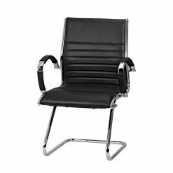 Armlehnen Freischwinger Aus Schwarzem Leder - Elira