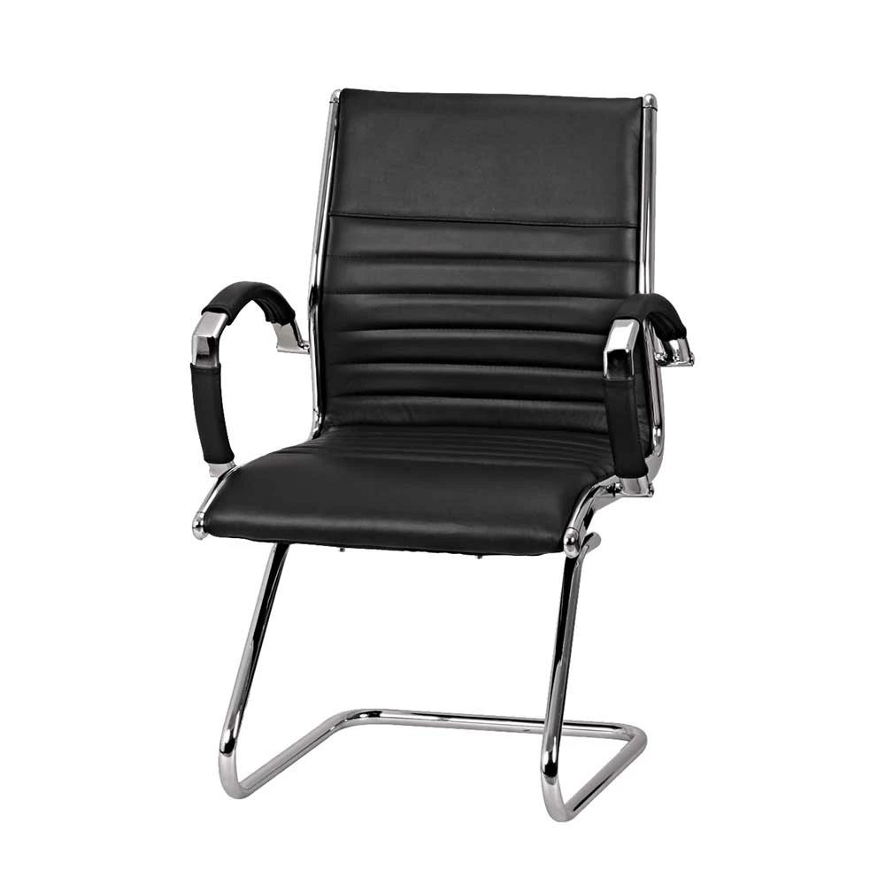 Armlehnen Freischwinger Aus Schwarzem Leder - Elira