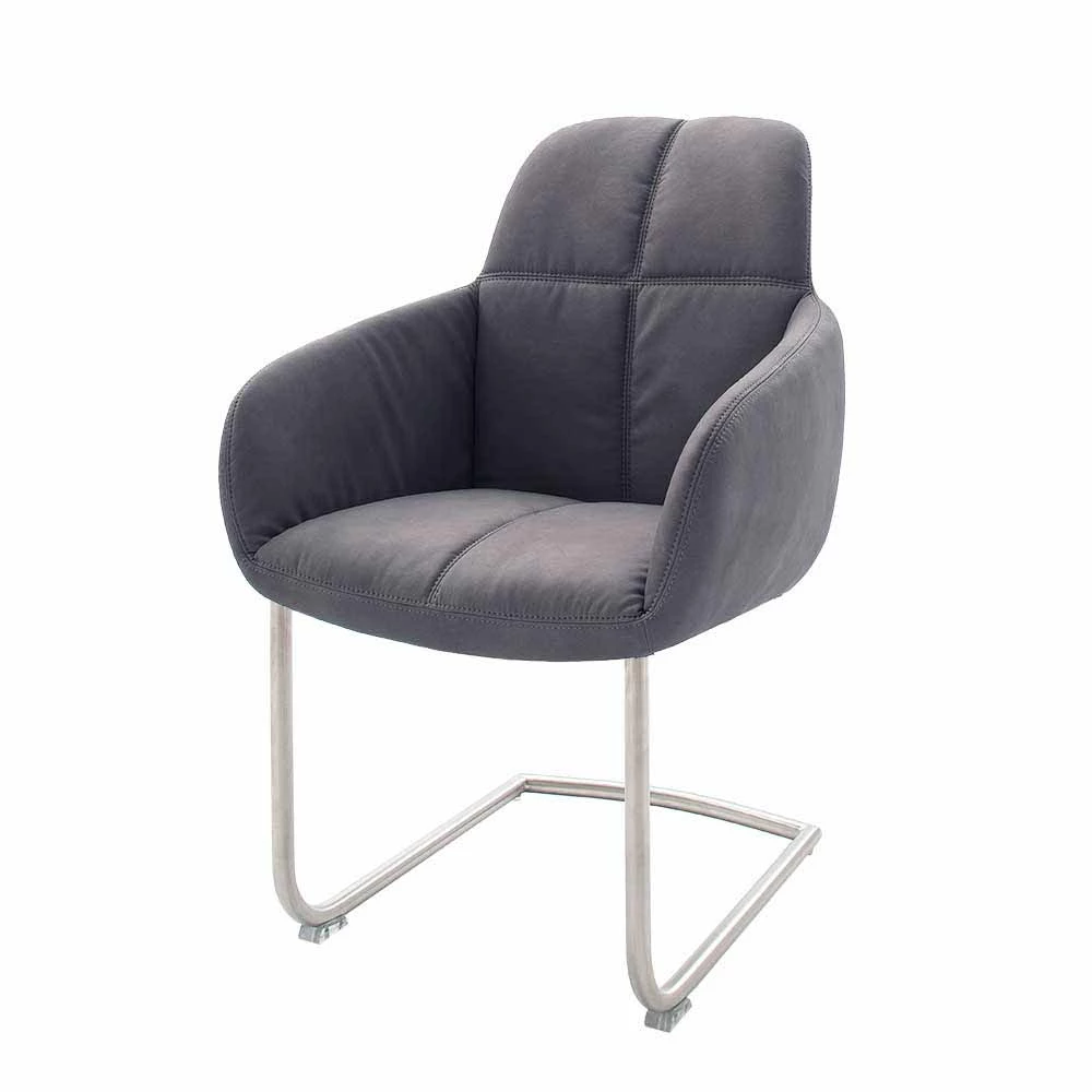 Armlehnen-Freischwinger In Grau Casualy Kunstleder (2er Set)