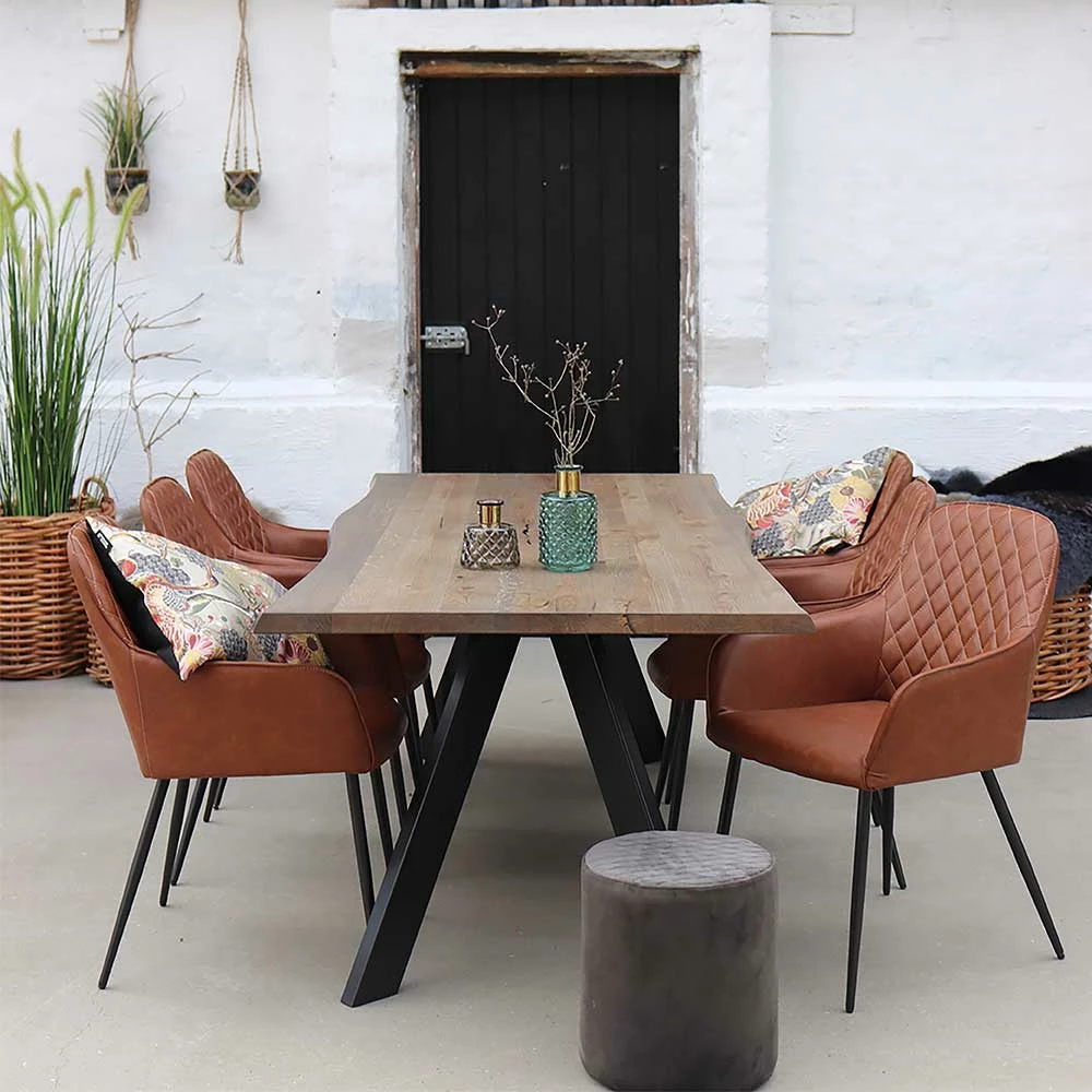 Armlehnen Polsterstuhl in Braun - Cabilao (2er Set) Armlehnen Polsterstuhl In Braun - Cabilao (2er Set) -Malott-Shop armlehnen polsterstuhl in braun kunstleder schwarz stahl cabilao 04