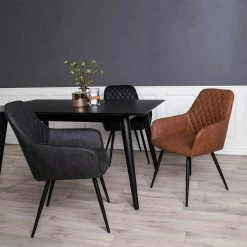 Armlehnen Polsterstuhl In Braun - Cabilao (2er Set) 7 Armlehnen Polsterstuhl In Braun - Cabilao (2er Set) -Malott-Shop armlehnen polsterstuhl in braun kunstleder schwarz stahl cabilao 05