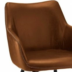 Armlehnen Polsterstuhl In Cognac Braun - Prasido (2er Set) -Malott-Shop armlehnen polsterstuhl in cognac braun kunstleder mit stahl prasido 02