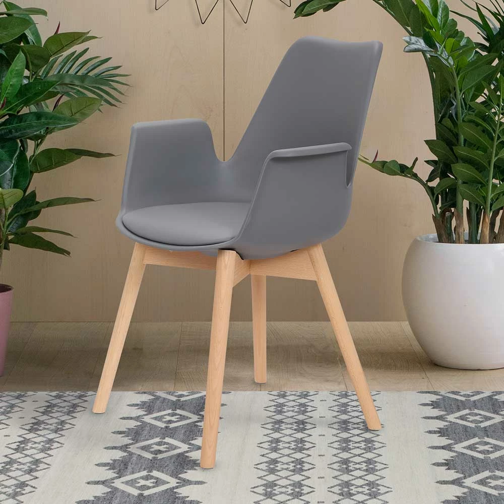 Armlehnen Schalenstühle In Grau & Buche - Composia (2er Set) - Image 3