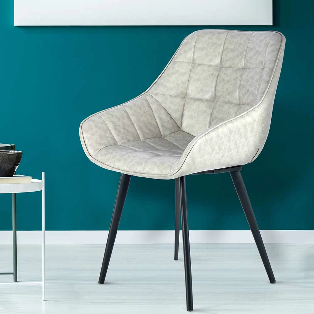 Armlehnenstühle In Hellgrau Kunstleder - Visinata (2er Set) - Image 2