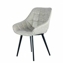 Armlehnenstühle In Hellgrau Kunstleder - Visinata (2er Set)