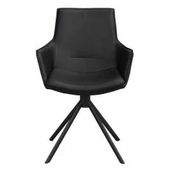 Armlehnenstuhl Aus Leder In Schwarz - Maik (2er Set) -Malott-Shop armlehnenstuhl aus leder in schwarz mit drehgestell aus metall maik 02