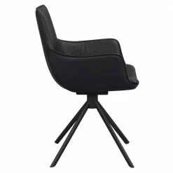 Armlehnenstuhl Aus Leder In Schwarz - Maik (2er Set) -Malott-Shop armlehnenstuhl aus leder in schwarz mit drehgestell aus metall maik 03