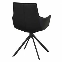 Armlehnenstuhl Aus Leder In Schwarz - Maik (2er Set) -Malott-Shop armlehnenstuhl aus leder in schwarz mit drehgestell aus metall maik 04