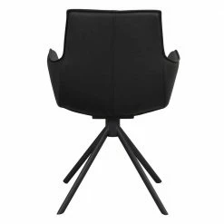 Armlehnenstuhl Aus Leder In Schwarz - Maik (2er Set) -Malott-Shop armlehnenstuhl aus leder in schwarz mit drehgestell aus metall maik 05