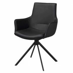 Armlehnenstuhl Aus Leder In Schwarz - Maik (2er Set)