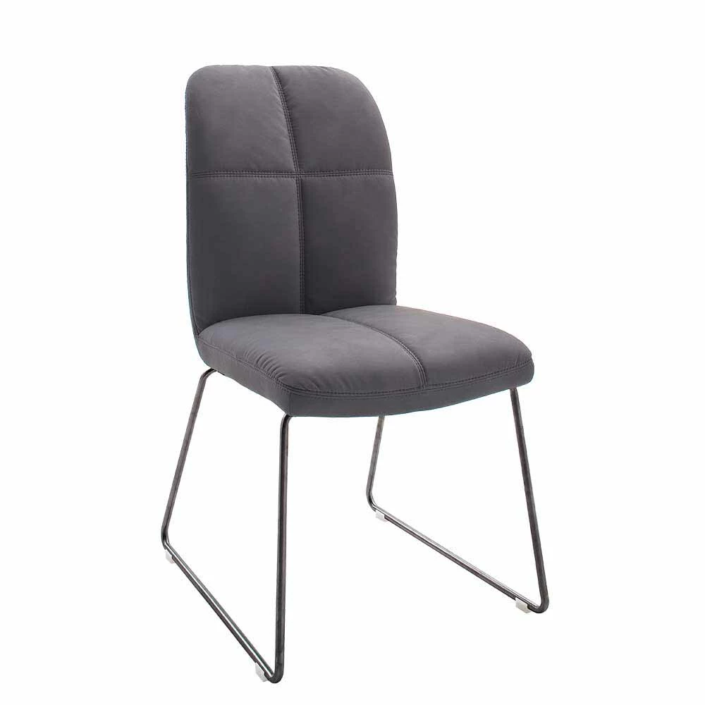 Bequemes Stuhl Set Mit Grauem Kunstleder Meran & Anthrazitfarbenem Edelstahl (2er Set) - Image 2