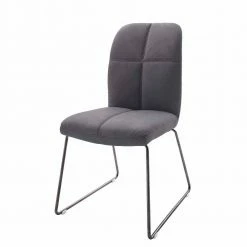 Bequemes Stuhl Set Mit Grauem Kunstleder Meran & Anthrazitfarbenem Edelstahl (2er Set)