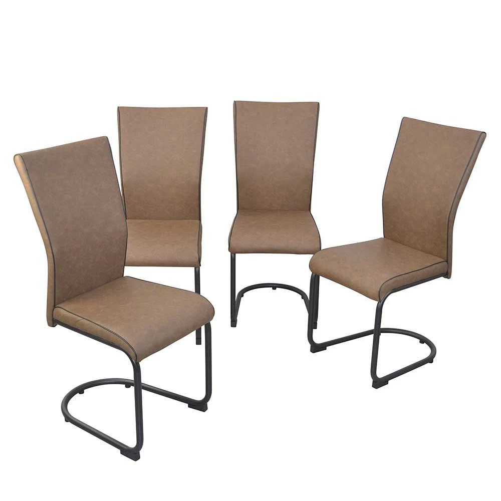 Braune Stühle In Wildleder Optik - Waruna (4er Set) - Image 3