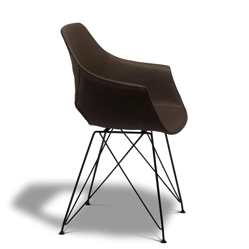 Brauner Armlehnenstuhl Mit Trapezgestell - Hamjon (2er Set) - Image 3