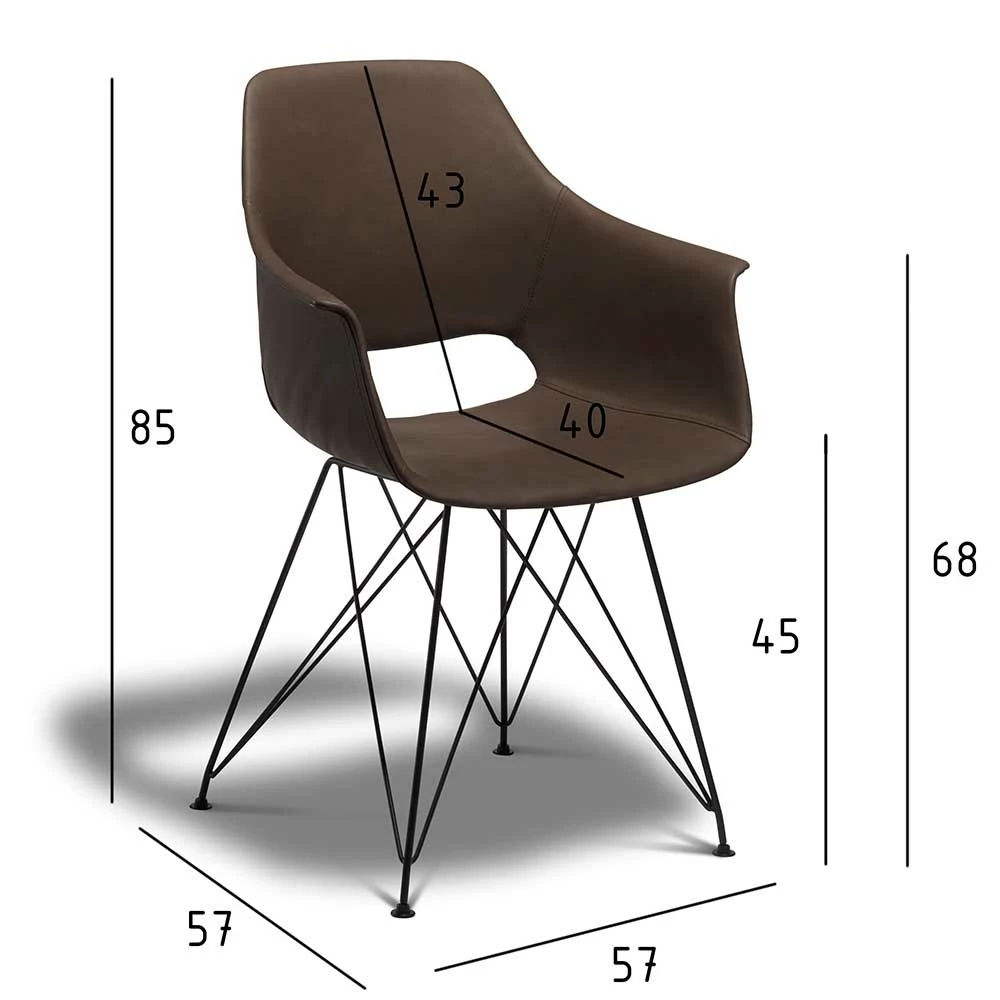 Brauner Armlehnenstuhl Mit Trapezgestell - Hamjon (2er Set) - Image 5