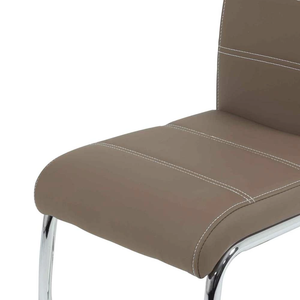 Brauner Freischwinger Mit Kunstleder - Imdyano (Set) - Image 4