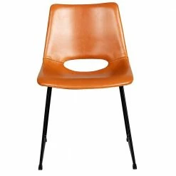 Brauner Kunstleder Stuhl In Cognac - Kusmana (2er Set) -Malott-Shop brauner kunstleder stuhl in cognac mit metallbuegeln schwarz kusmana 02