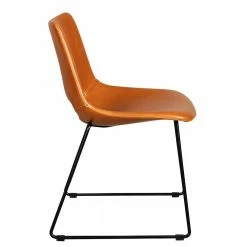 Brauner Kunstleder Stuhl In Cognac - Kusmana (2er Set) -Malott-Shop brauner kunstleder stuhl in cognac mit metallbuegeln schwarz kusmana 03
