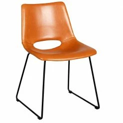 Brauner Kunstleder Stuhl In Cognac - Kusmana (2er Set)