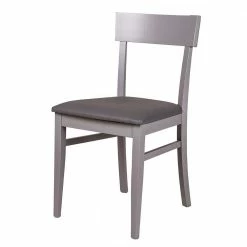 Buche Massivholzstuhl In Grau Spazion Mit Kunstleder Sitz (2er Set)