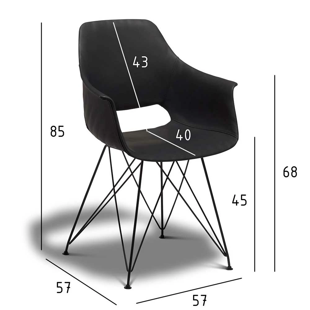 Cooler Kunstleder Stuhl mit Trapezgestell - Cadoc (2er Set) Cooler Kunstleder Stuhl Mit Trapezgestell - Cadoc (2er Set) -Malott-Shop cooler kunstleder stuhl mit trapezgestell in schwarz cadoc 02