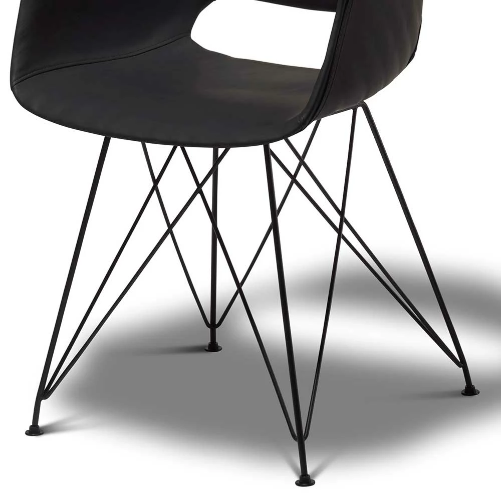 Cooler Kunstleder Stuhl mit Trapezgestell - Cadoc (2er Set) Cooler Kunstleder Stuhl Mit Trapezgestell - Cadoc (2er Set) -Malott-Shop cooler kunstleder stuhl mit trapezgestell in schwarz cadoc 04