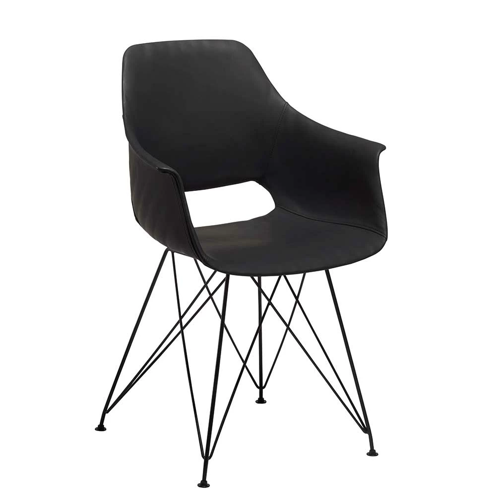 Cooler Kunstleder Stuhl mit Trapezgestell - Cadoc (2er Set) Cooler Kunstleder Stuhl Mit Trapezgestell - Cadoc (2er Set) -Malott-Shop cooler kunstleder stuhl mit trapezgestell in schwarz cadoc f