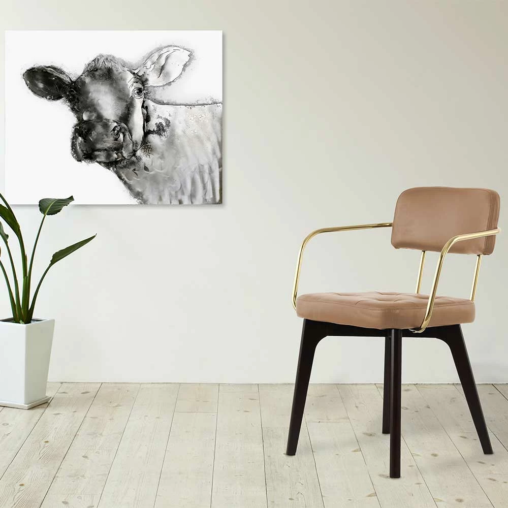 Design Armlehnenstuhl In Beige & Gold - Lovelas - Image 2