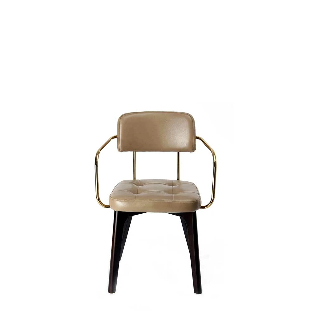 Design Armlehnenstuhl In Beige & Gold - Lovelas - Image 5