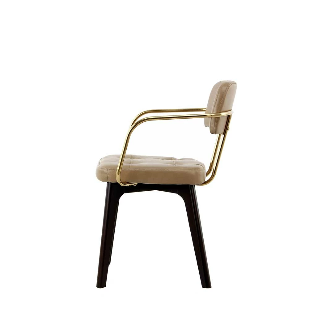 Design Armlehnenstuhl In Beige & Gold - Lovelas - Image 6