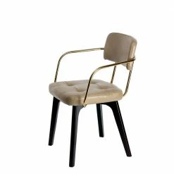 Design Armlehnenstuhl In Beige & Gold - Lovelas