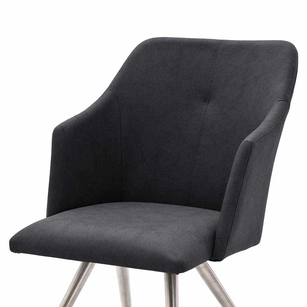 Design Armlehnstuhl in Anthrazit - Pure (2er Set) Design Armlehnstuhl In Anthrazit - Pure (2er Set) -Malott-Shop design armlehnstuhl in anthrazit kunstleder edelstahl pure 02