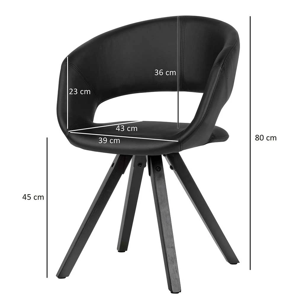 Design Tischsessel Aus Kunstleder In Schwarz - Bari 8 Design Tischsessel Aus Kunstleder In Schwarz - Bari - Image 6