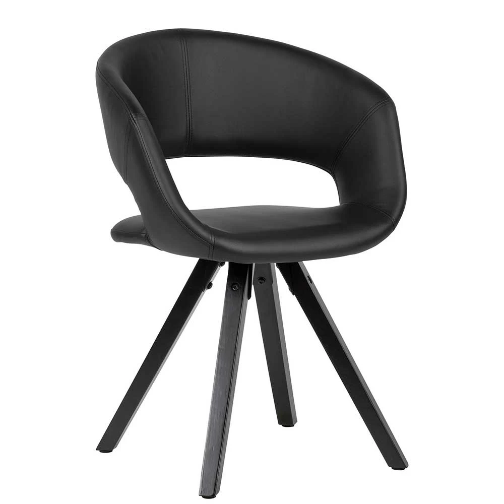 Design Tischsessel Aus Kunstleder In Schwarz - Bari 3 Design Tischsessel Aus Kunstleder In Schwarz - Bari