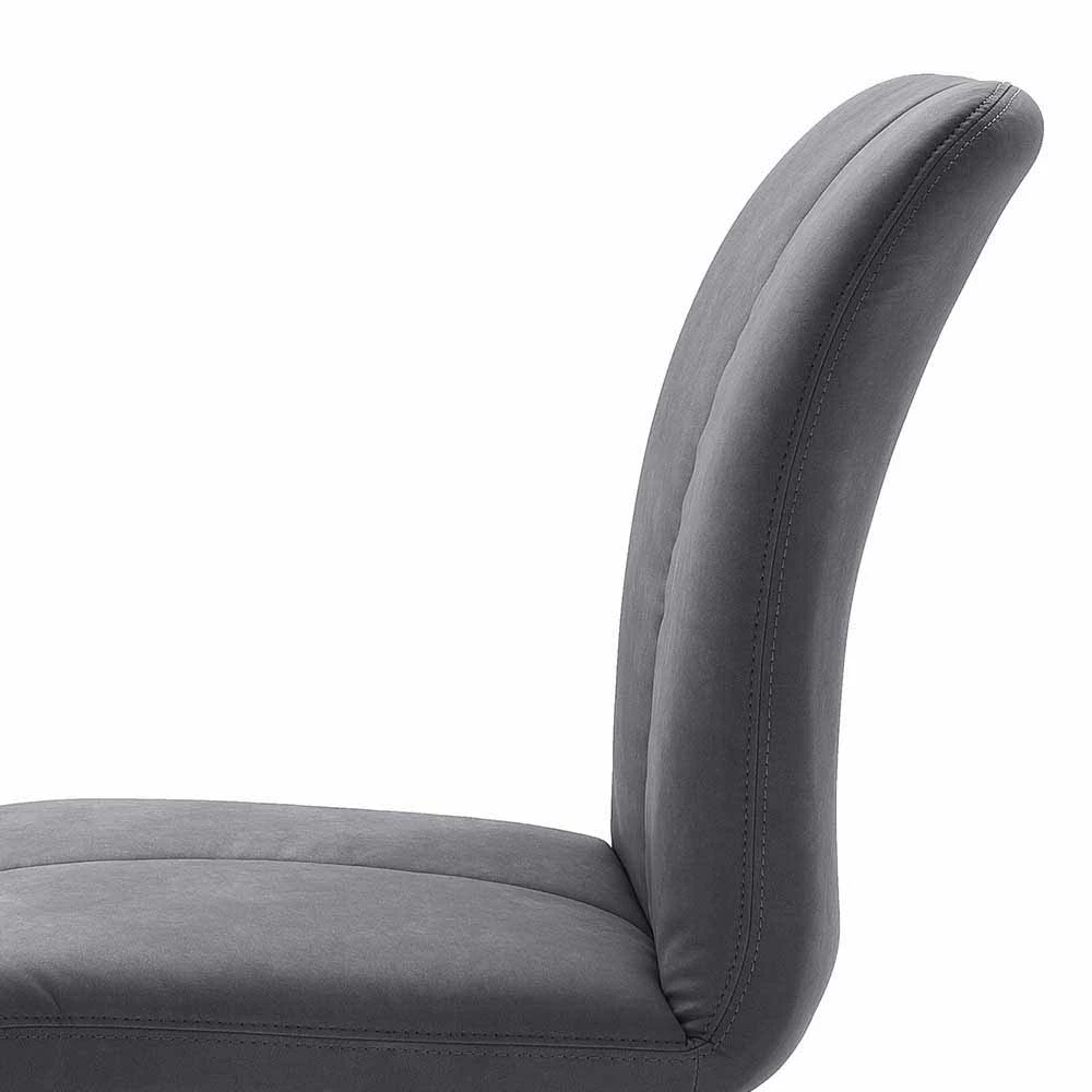 Designstuhl Mit Grauem Kunstleder Olive & Edelstahl Gestell (2er Set) - Image 6