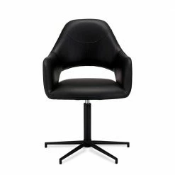 Drehbarer Retro Armlehnenstuhl In Schwarz - Lugon (2er Set) -Malott-Shop drehbarer retro armlehnenstuhl in schwarz aus kunstleder lugon 02