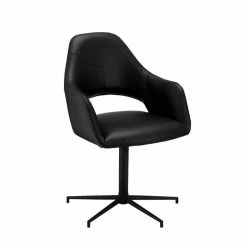 Drehbarer Retro Armlehnenstuhl In Schwarz - Lugon (2er Set)