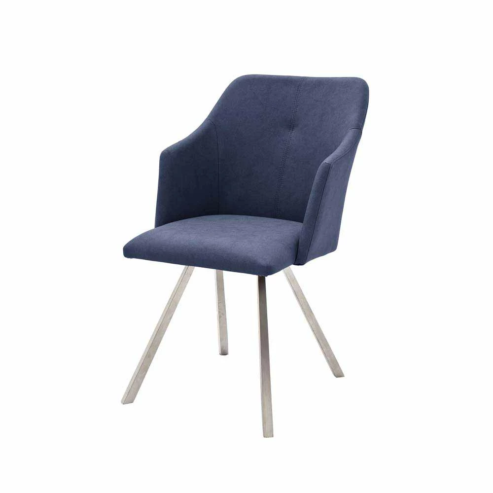 Dunkelblauer Tischsessel Kunstleder - Emly (2er Set) - Image 2