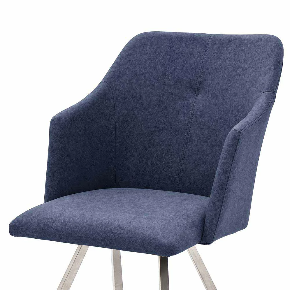 Dunkelblauer Tischsessel Kunstleder - Emly (2er Set) - Image 3