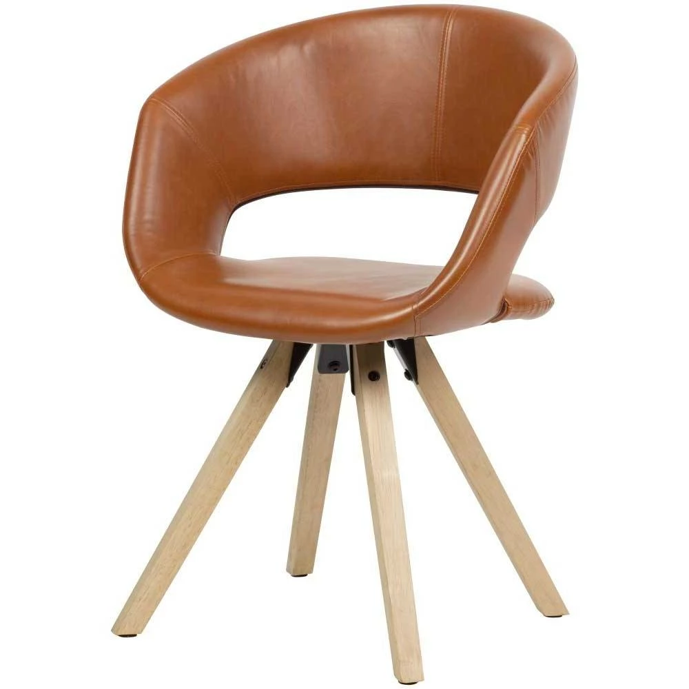 Eleganter Armlehnstuhl Aus Kunstleder In Cognac - Abigales