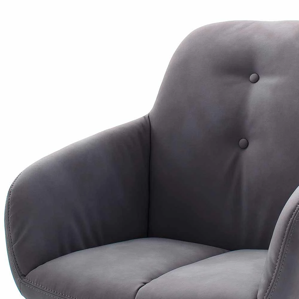 Eleganter Tischsessel In Grau Kunstleder Jarnis & Edelstahl (2er Set) - Image 3