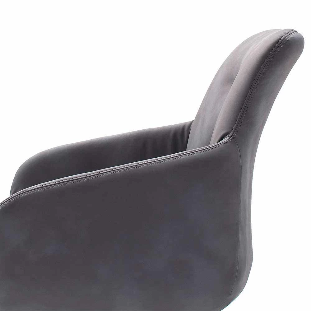 Eleganter Tischsessel In Grau Kunstleder Jarnis & Edelstahl (2er Set) - Image 6