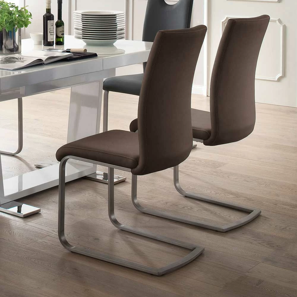 Esstisch Schwingstuhl In Braun Finca Kunstleder (4er Set) - Image 6