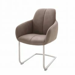 Esstisch Sessel Mit Schwinggestell Edelstahl Provence & Kunstleder Schlamm (2er Set)