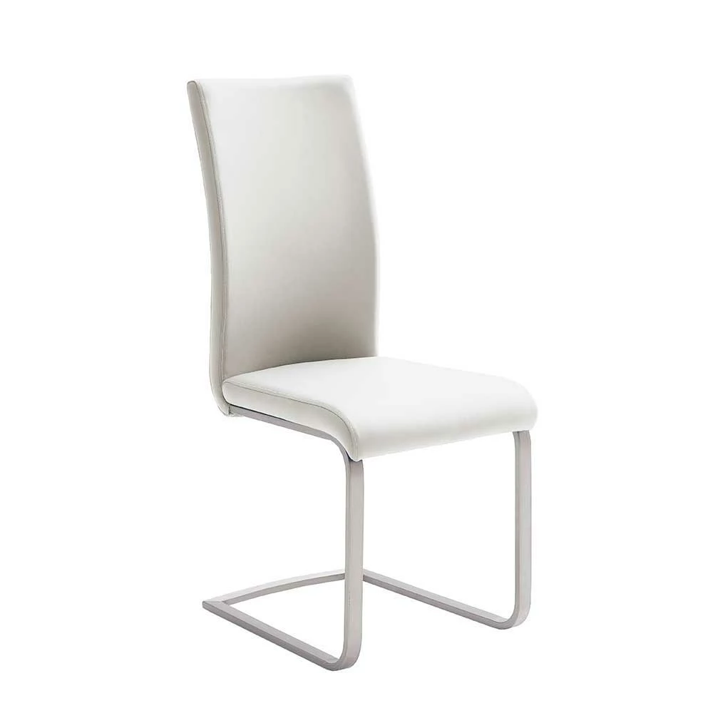 Esstischstuhl Freischwinger In Weiß Emjan Kunstleder (4er Set)