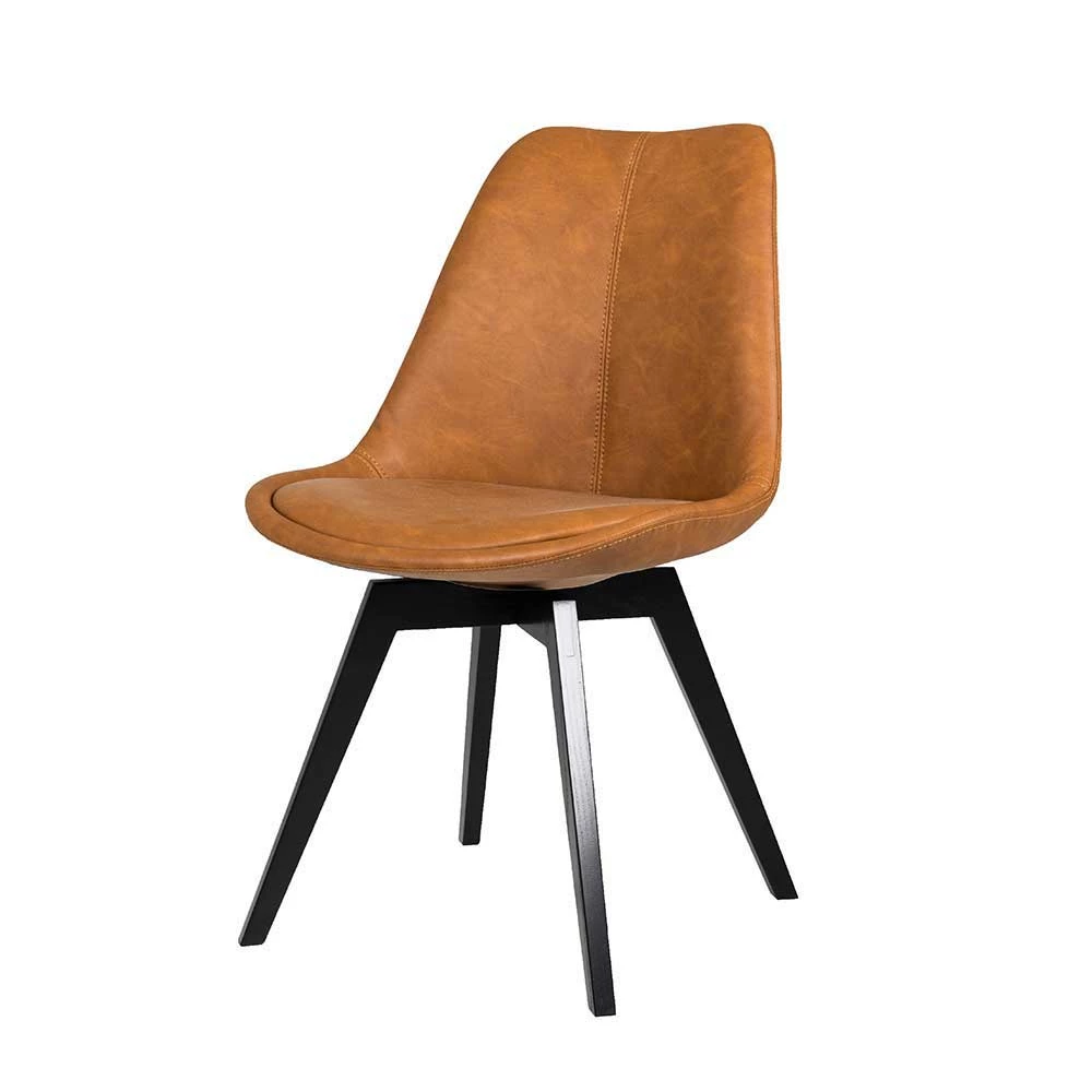 Esstischstuhl In Cognac Braun Kunstleder Sucaeva Mit Eiche Gestell Schwarz (2er Set) - Image 2